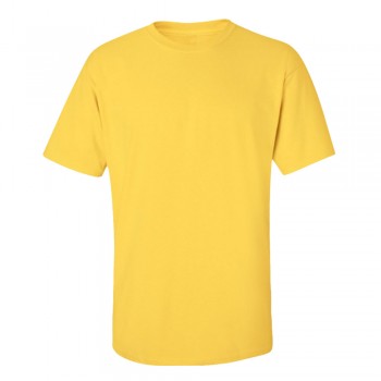 0 Yaka Kısa Kollu Sarı T-Shirt 